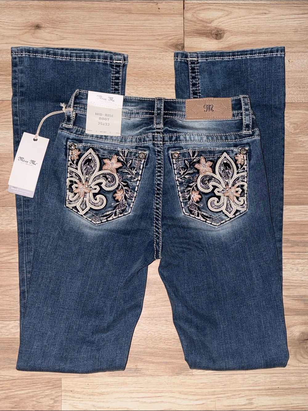 Miss Me Blue Bootcut Jeans with Contrast Stitching